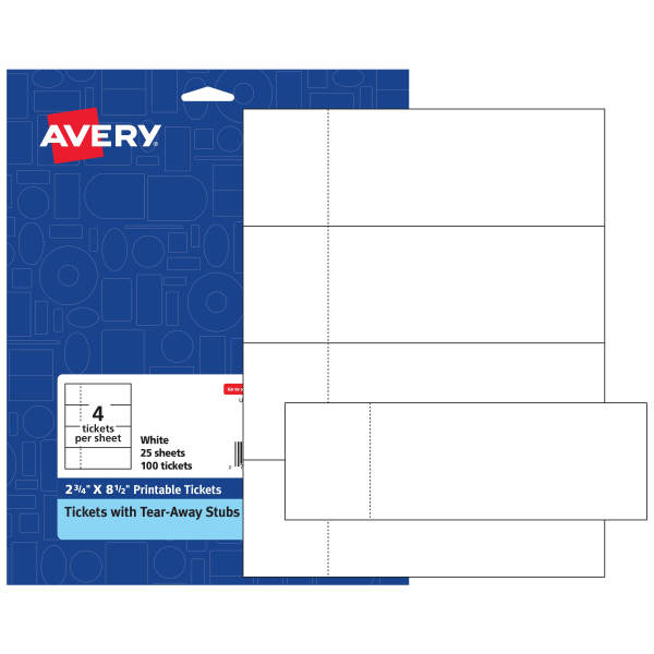 Printable Tickets with Stubs, 2-3/4" x 8-1/2"